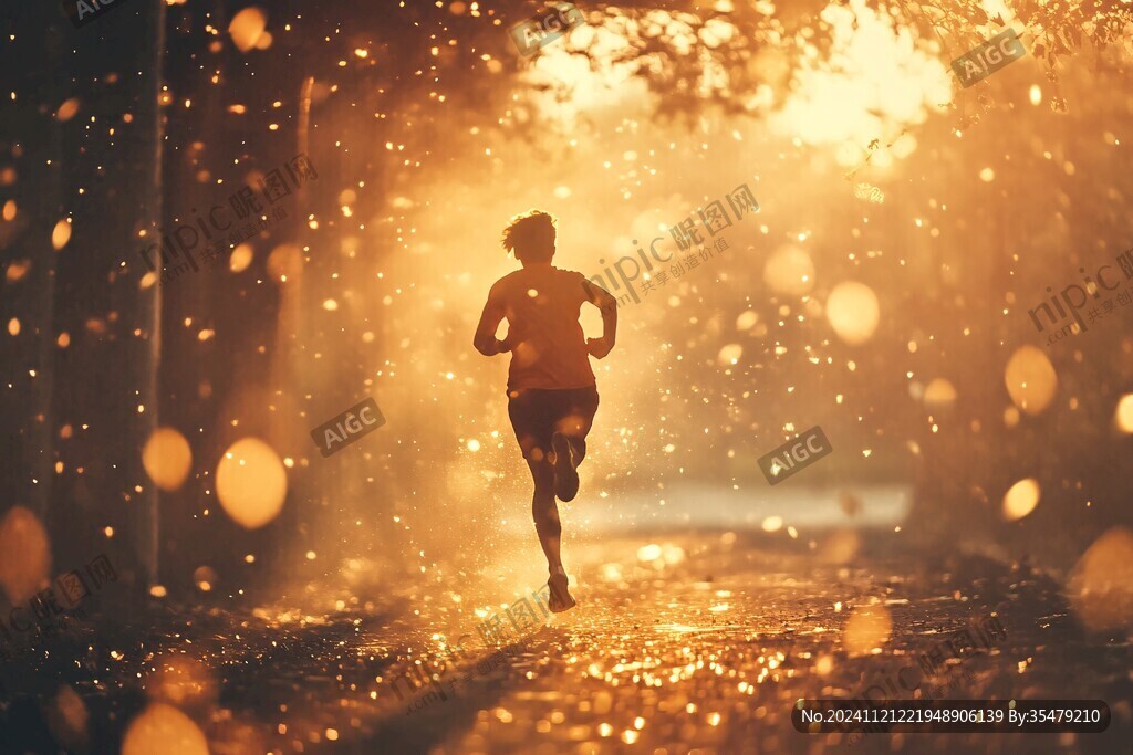 夜晚跑步的人
