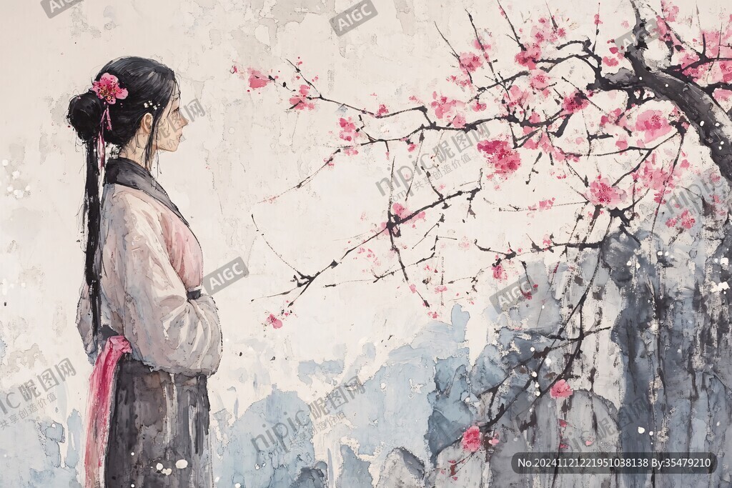 古風人像水墨山水