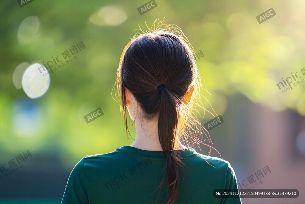 陽光美女背影
