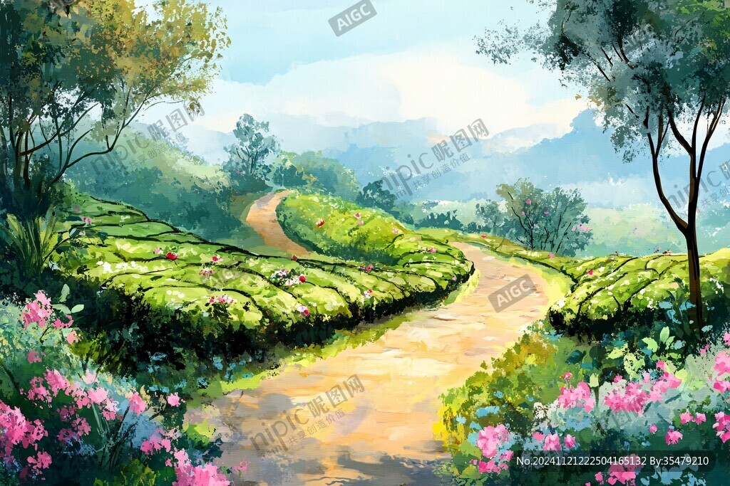 茶園風(fēng)景插畫