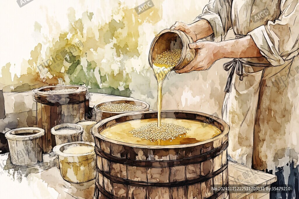 木榨油插畫