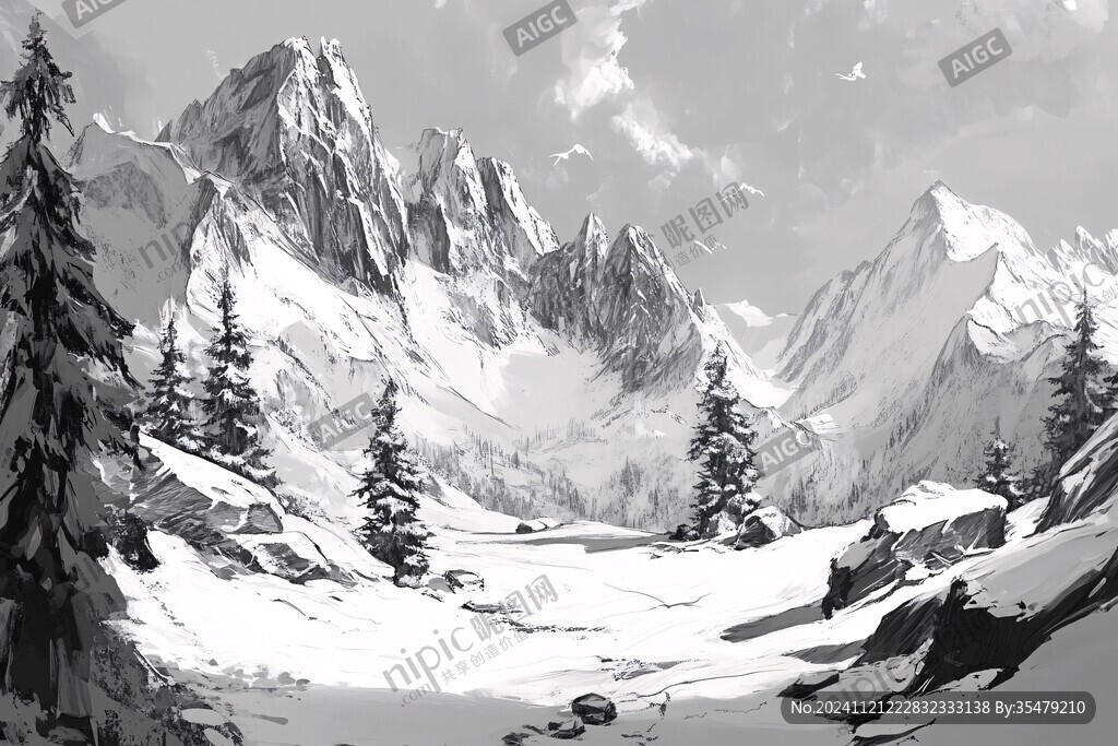 雪山原畫