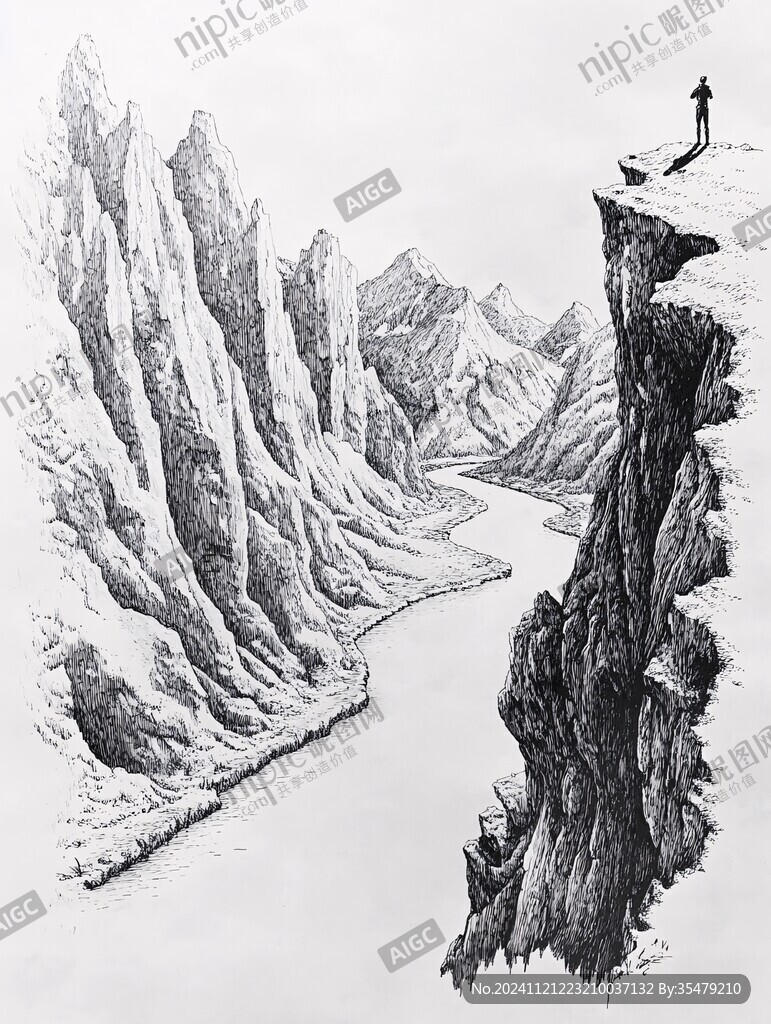 威虎山鋼筆畫