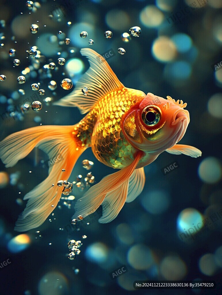 水中飄逸的金魚