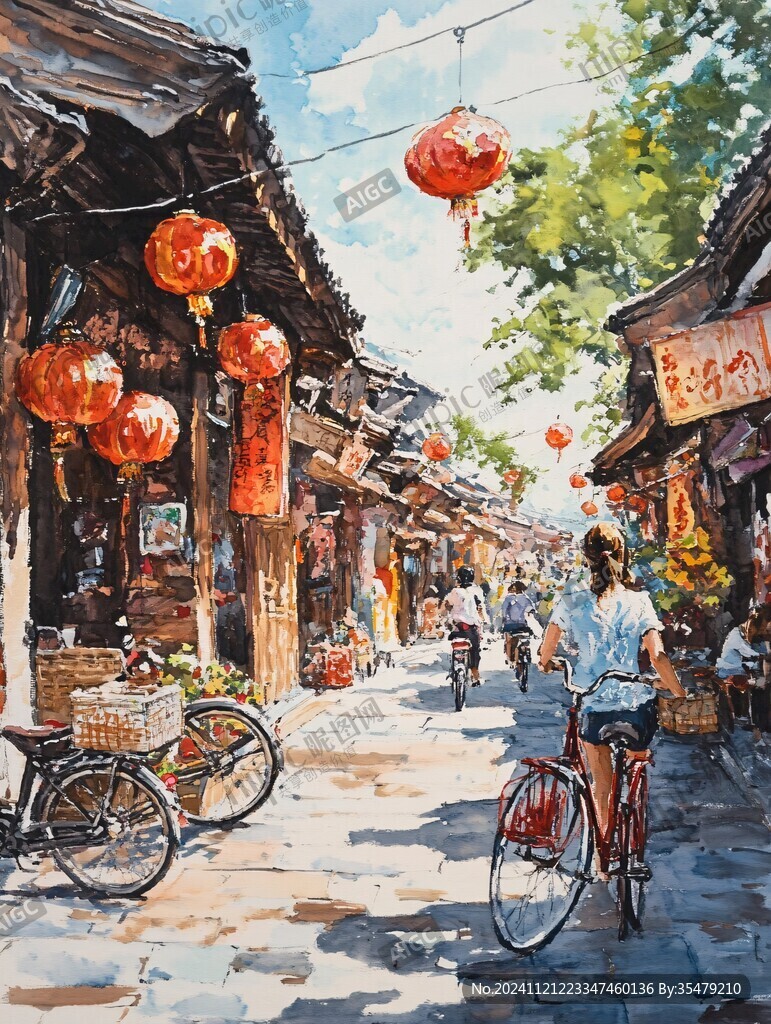 油畫古街巷