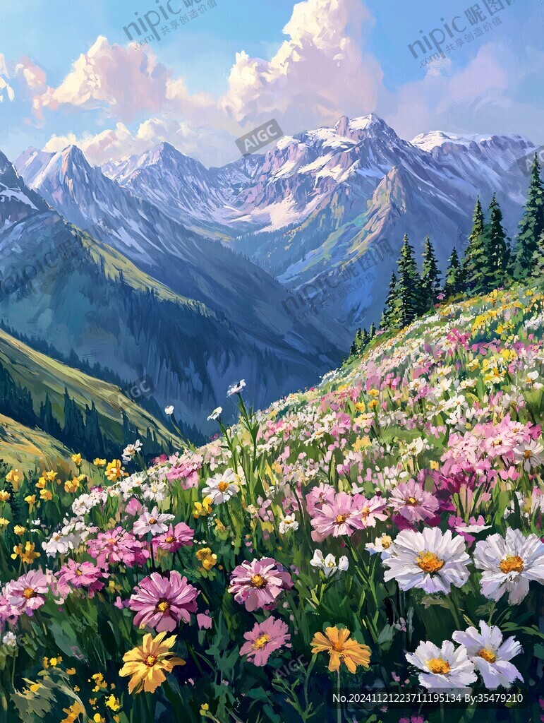 花朵雪山