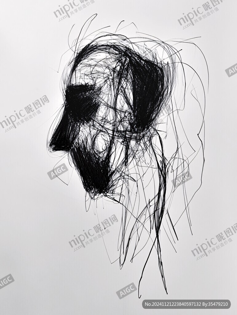 黑白人像抽象畫