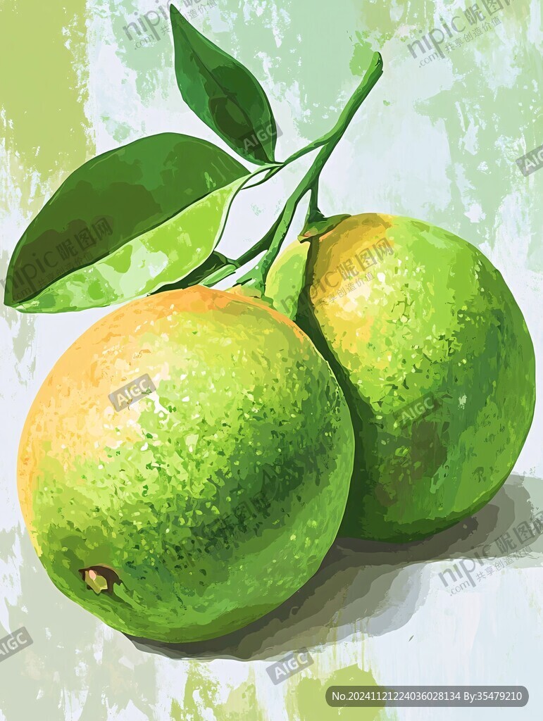 青皮蜜桔插畫