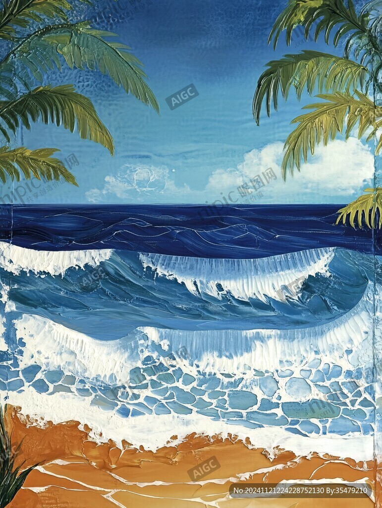 海水海浪裝飾移門