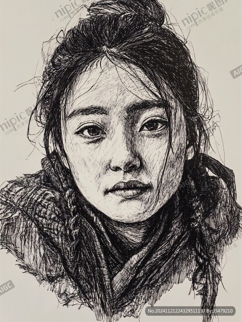 寫實人物線描