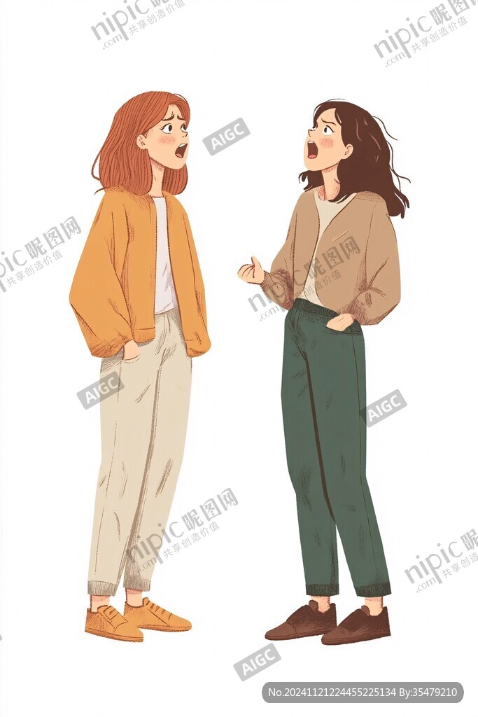 扁平風(fēng)插畫閨蜜女孩