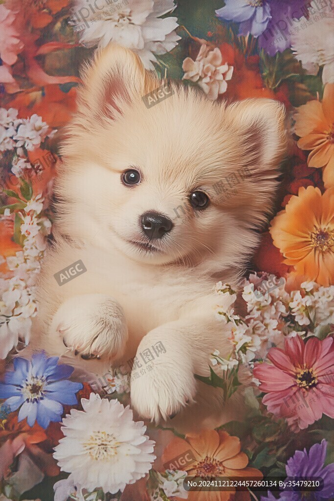 狗狗與鮮花