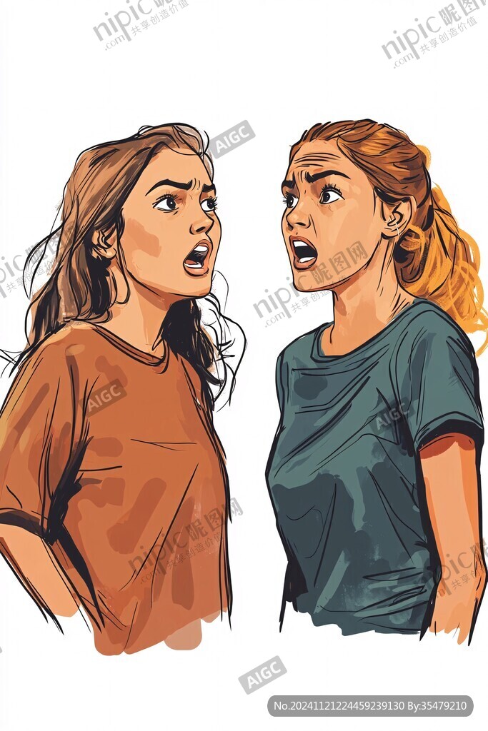 女孩生氣插畫