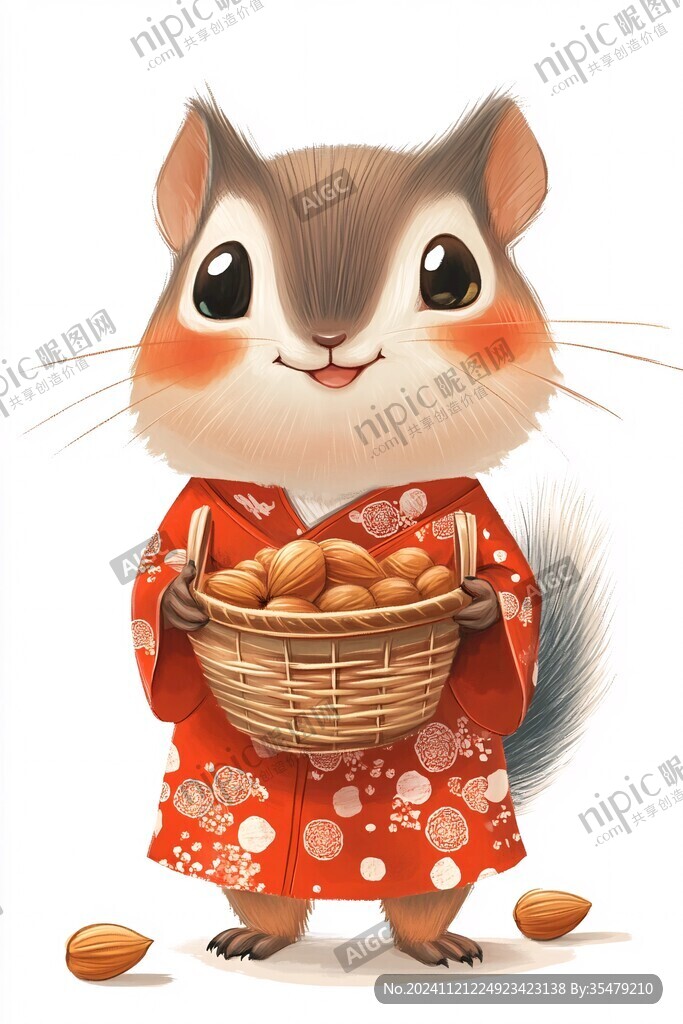松鼠手繪包裝袋插畫