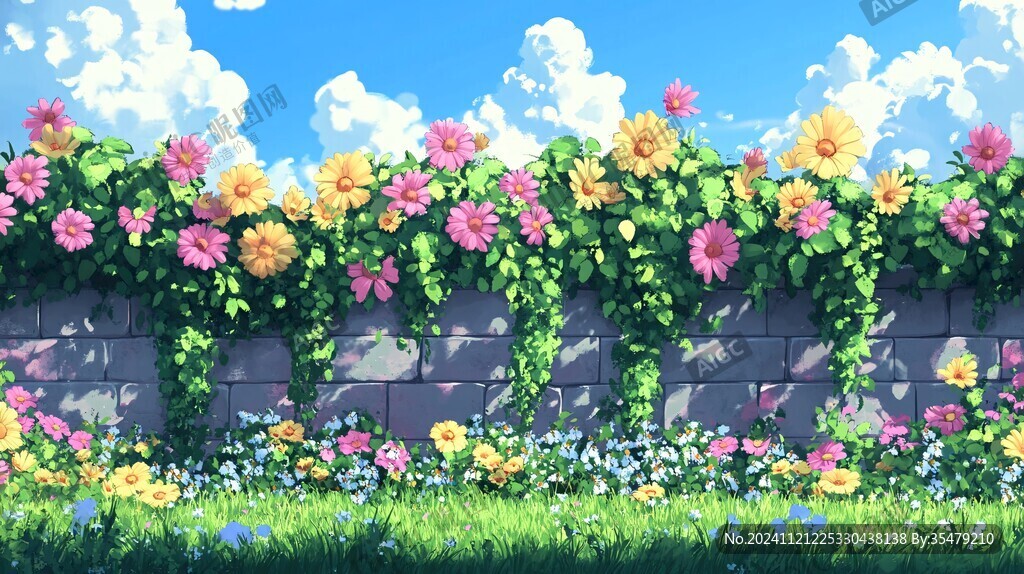 長滿花草的圍墻