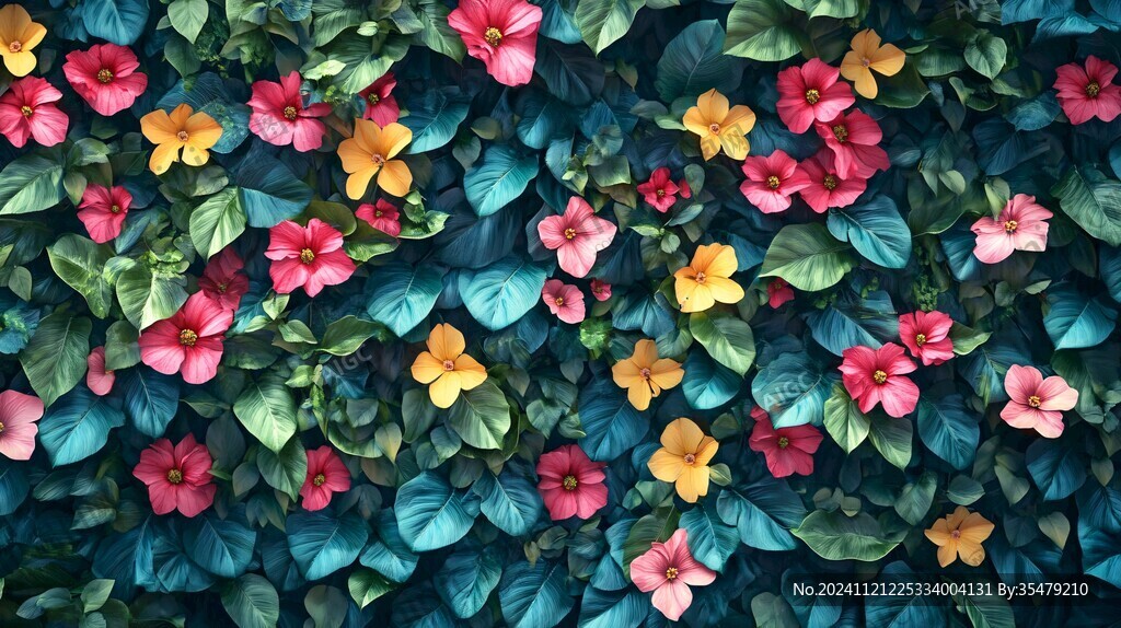 高清綠葉鮮花墻