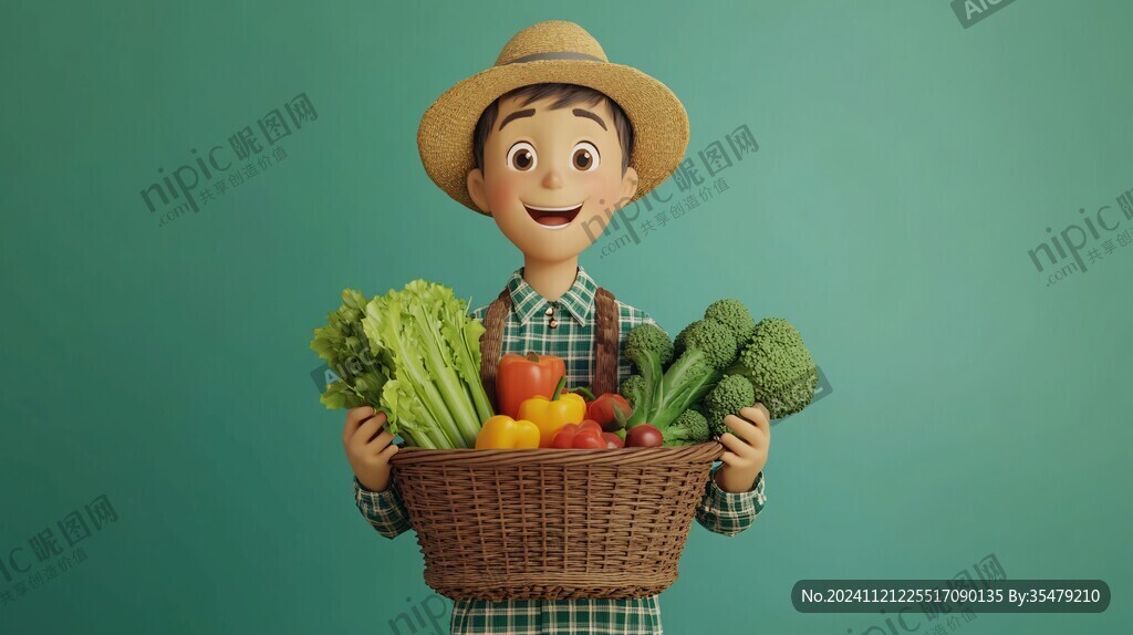 抱著農產品的人物