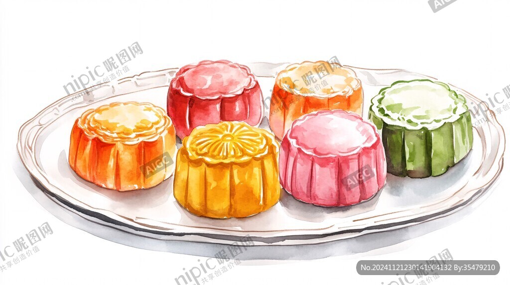 冰皮月餅插畫