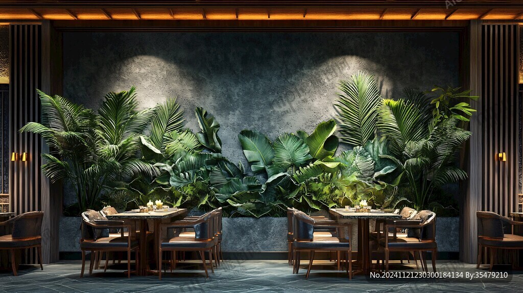 餐廳綠植背景