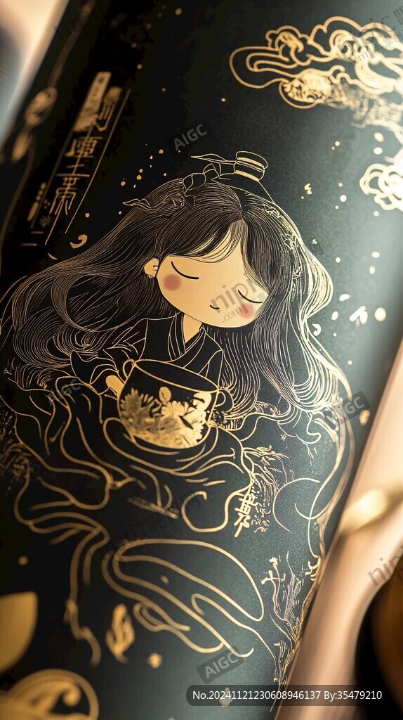白酒包裝仙女插畫