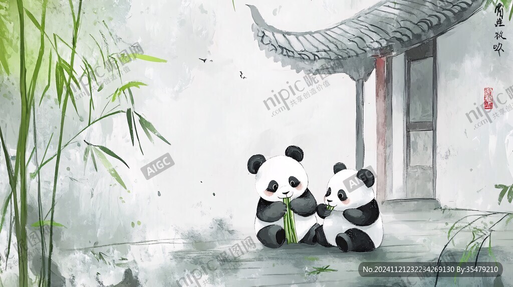 熊貓節(jié)氣插畫(huà)