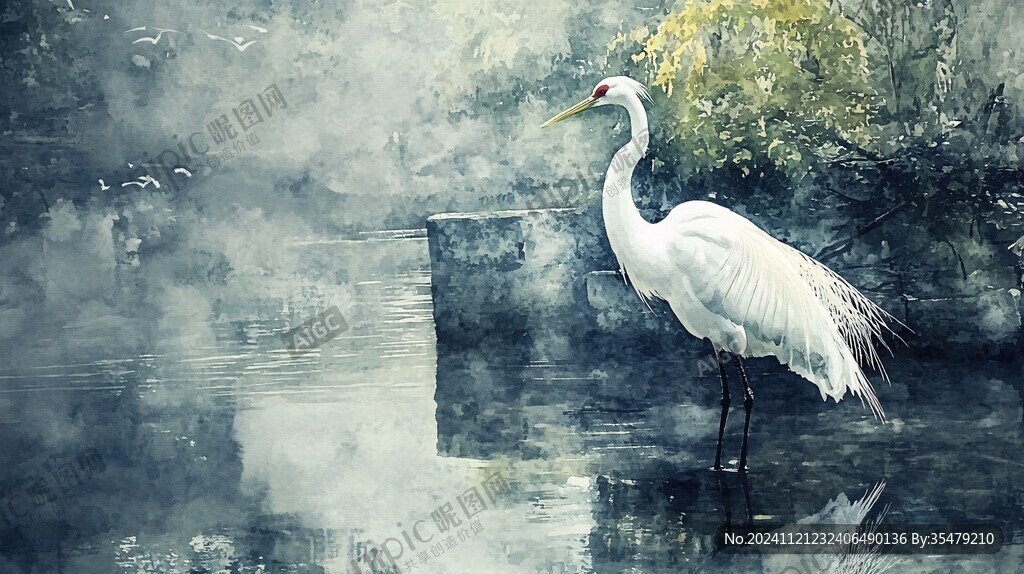 白鶴戲水