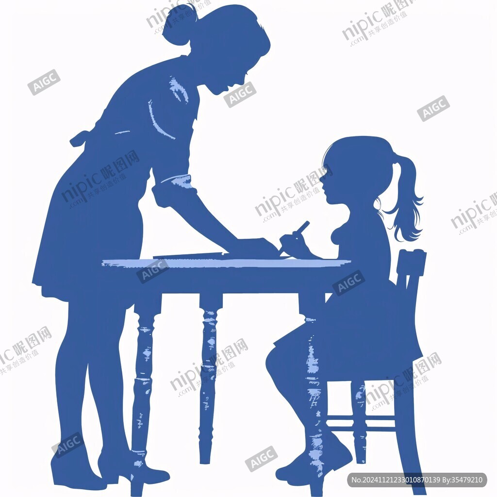 女人和孩子剪影