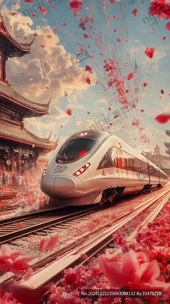 動(dòng)車回家過年紅色