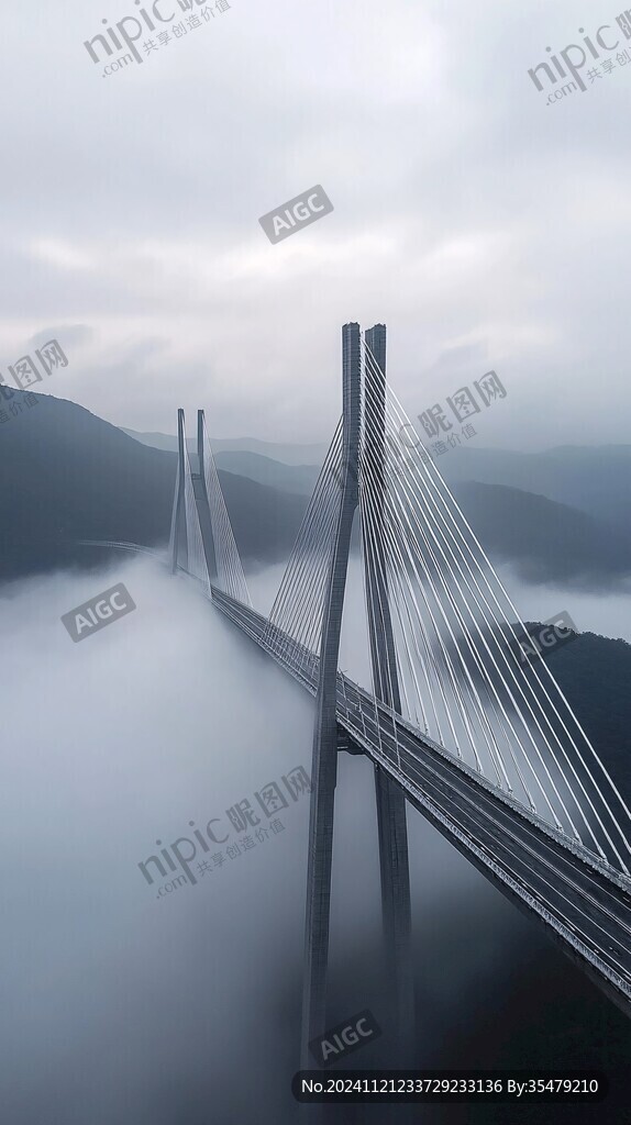 云霧繚繞大橋