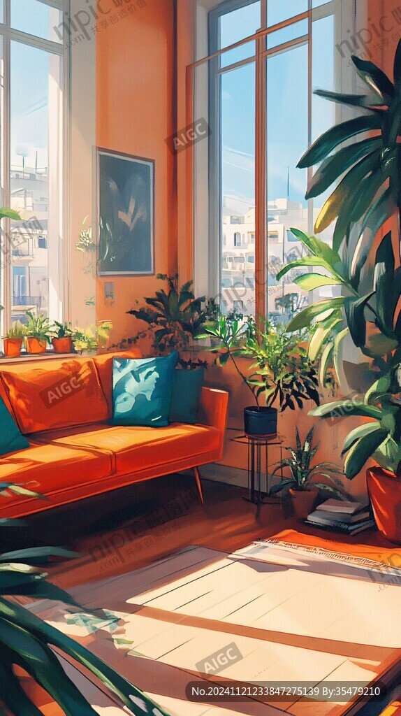 窗臺插畫