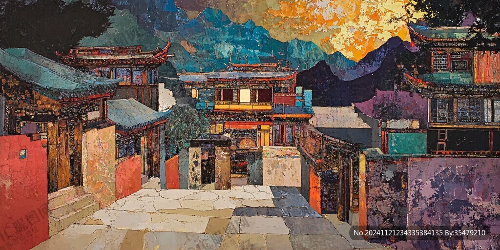 束河古鎮(zhèn)插畫
