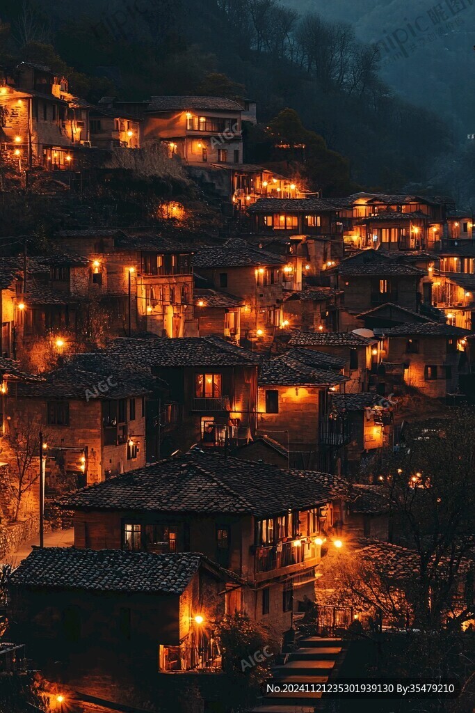山村夜景燈光