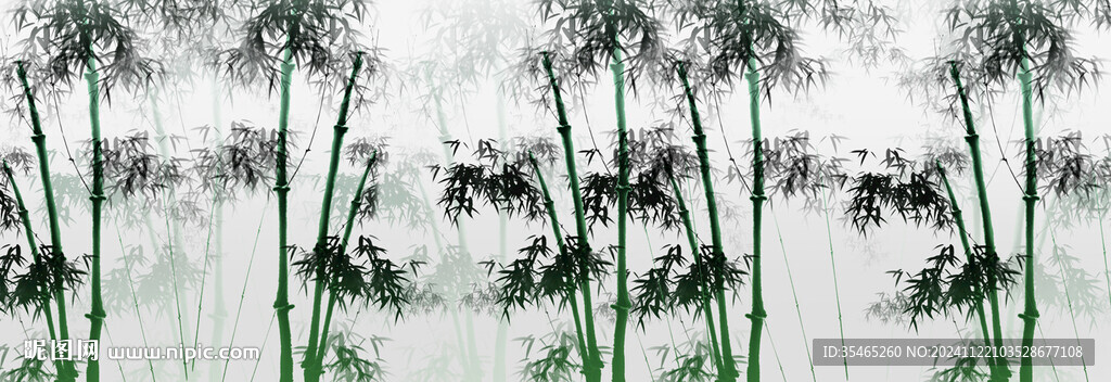 巨幅水墨竹子