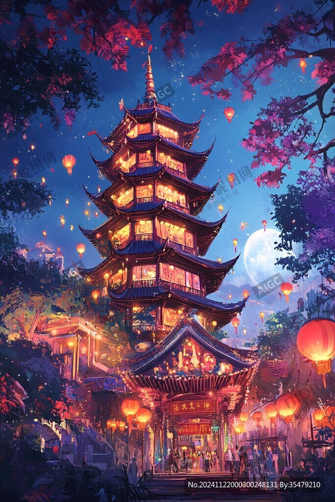 飛英塔插畫