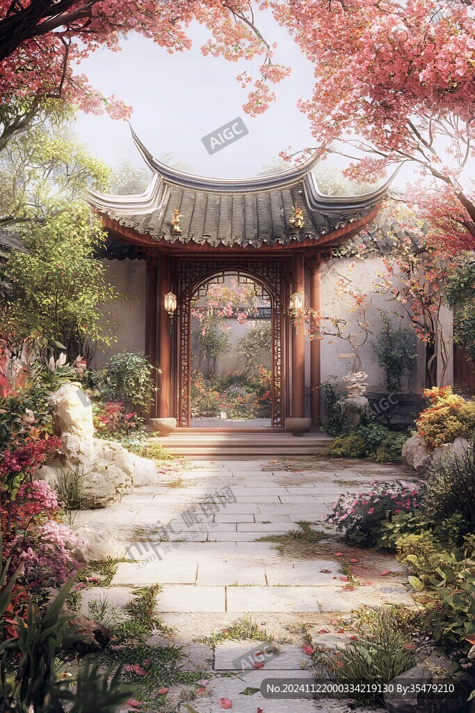 古風(fēng)庭院插畫
