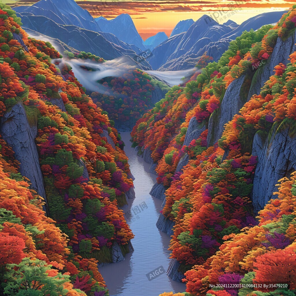 色彩線條色彩山水風景
