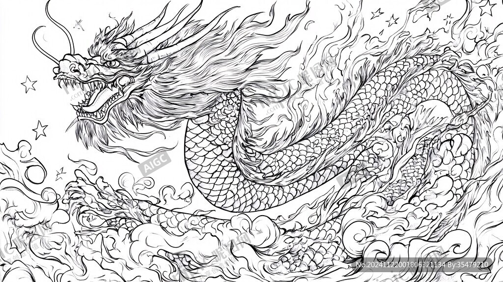 白描手繪龍