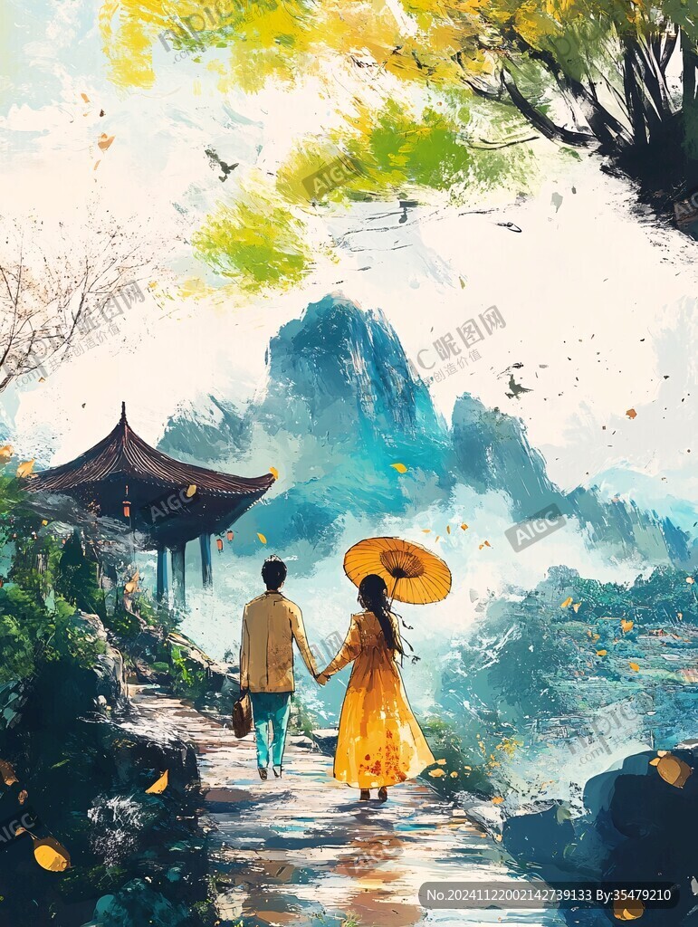 插畫愛晚亭