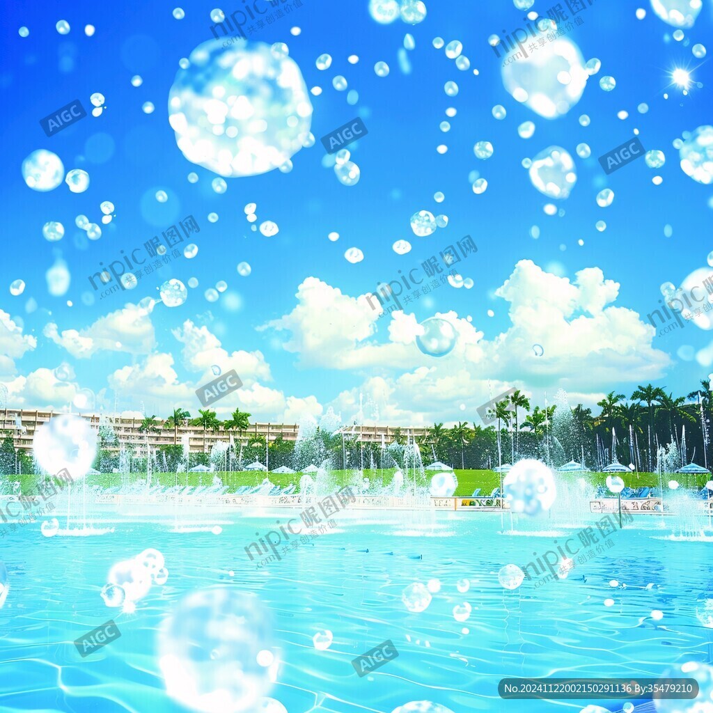 游泳池背景畫