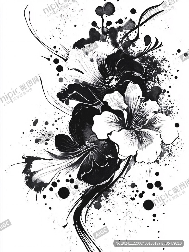 創(chuàng)意現(xiàn)代黑白花鳥(niǎo)畫(huà)