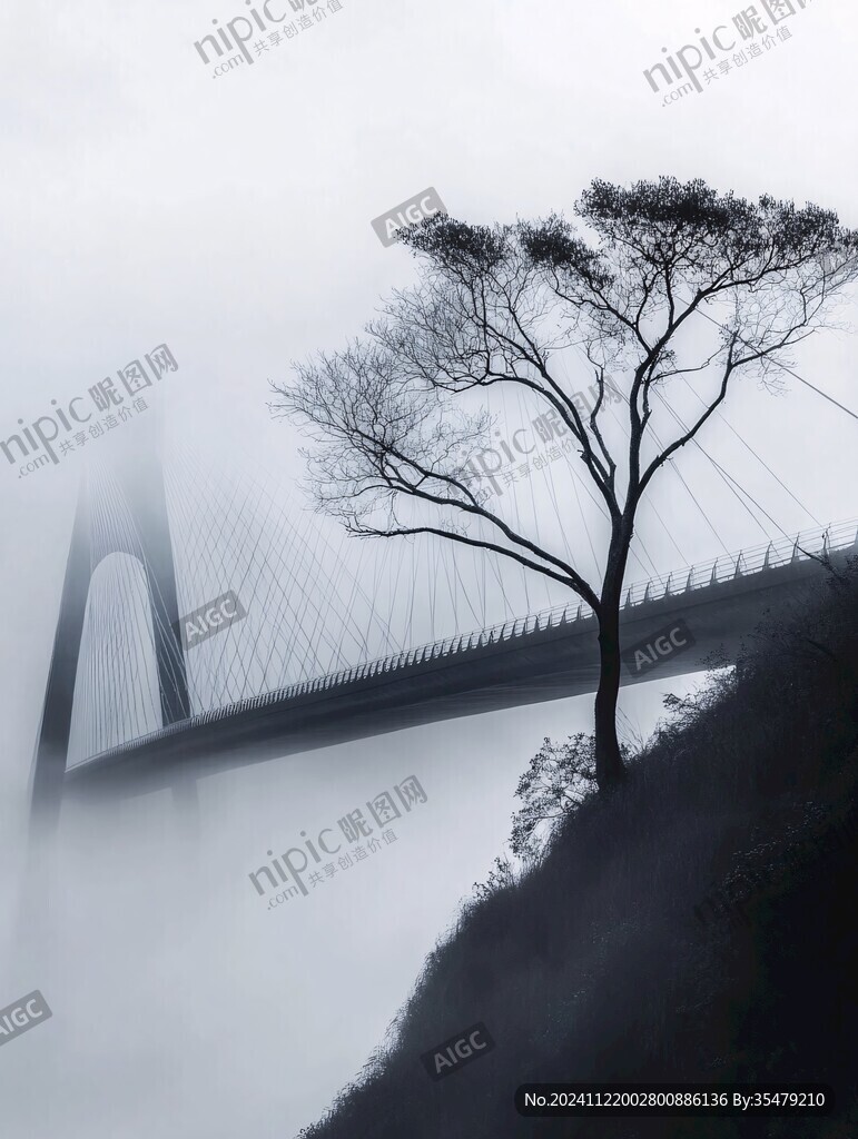 云霧繚繞大橋