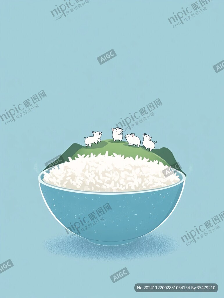 米飯手繪插畫