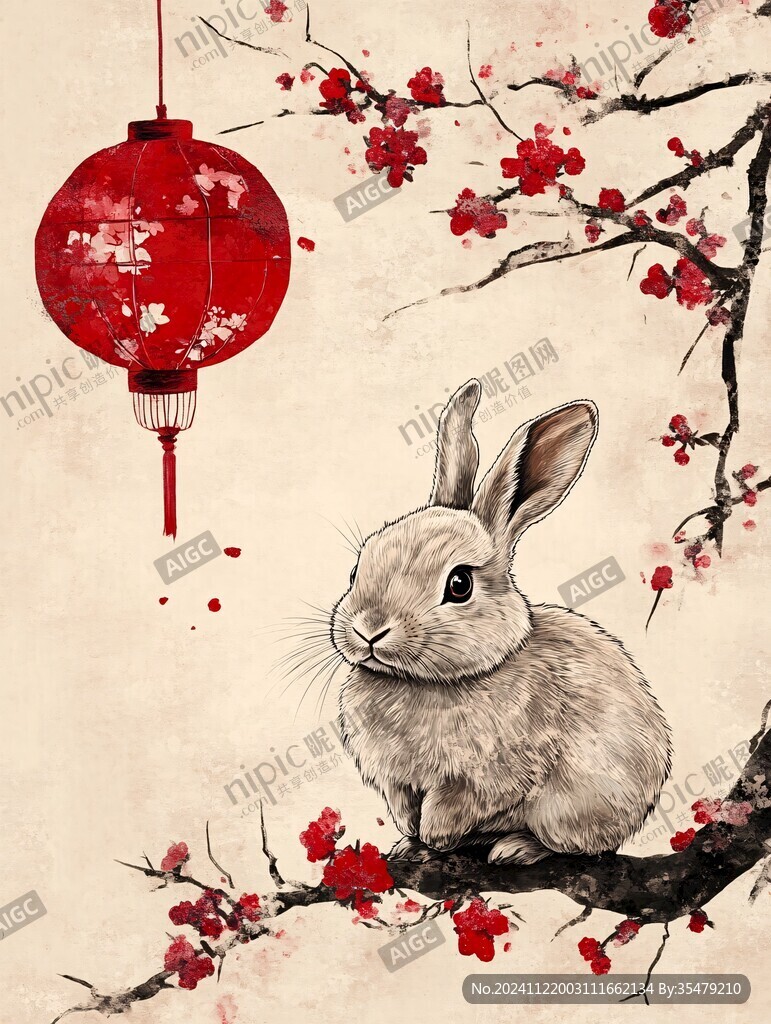 兔年中式插畫