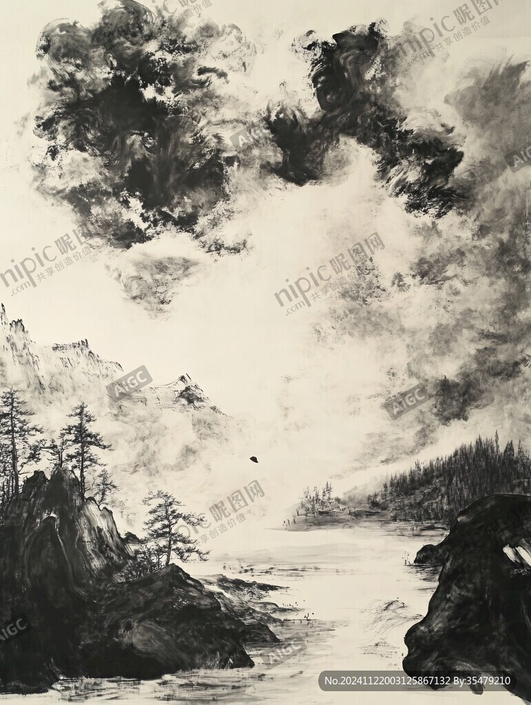 染噴墨山水