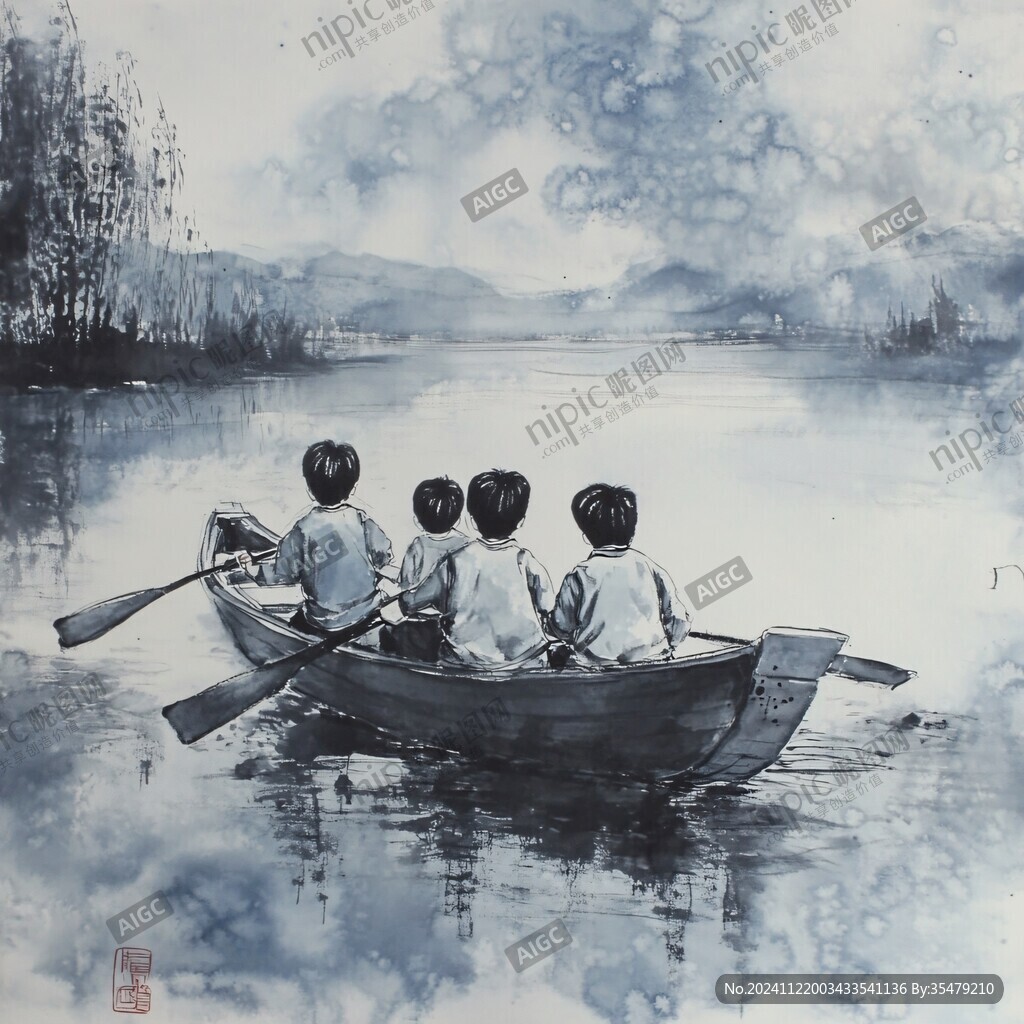 水彩邛海水粉邛海