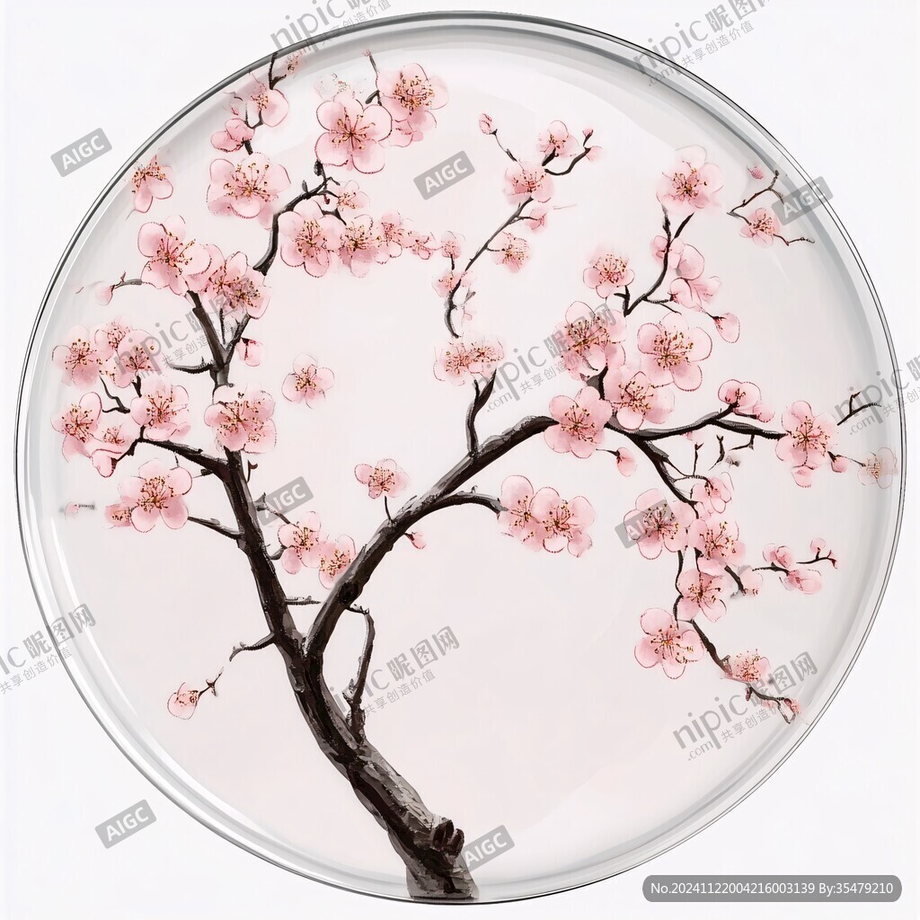桃花圓形裝飾畫