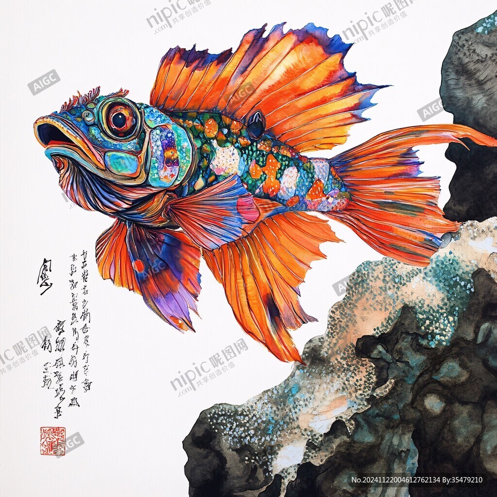 手繪金魚魚趣圖