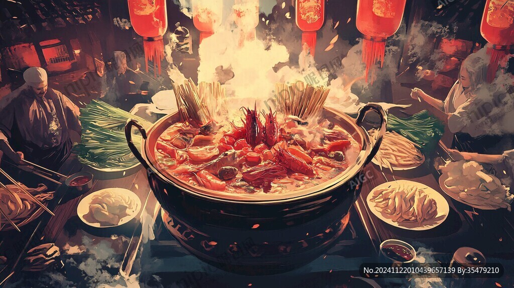 春節火鍋插畫
