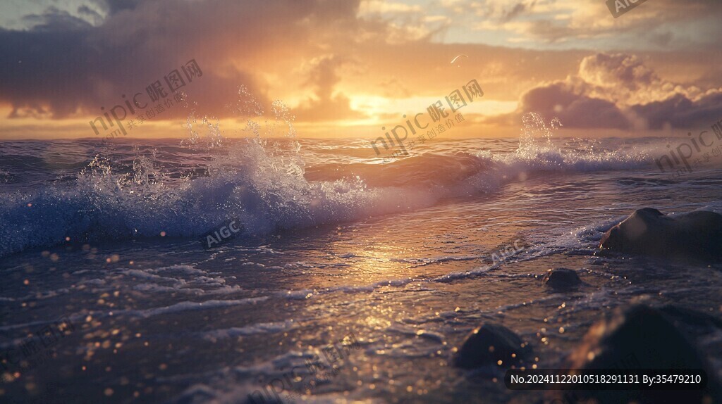 海浪浪花日出日落