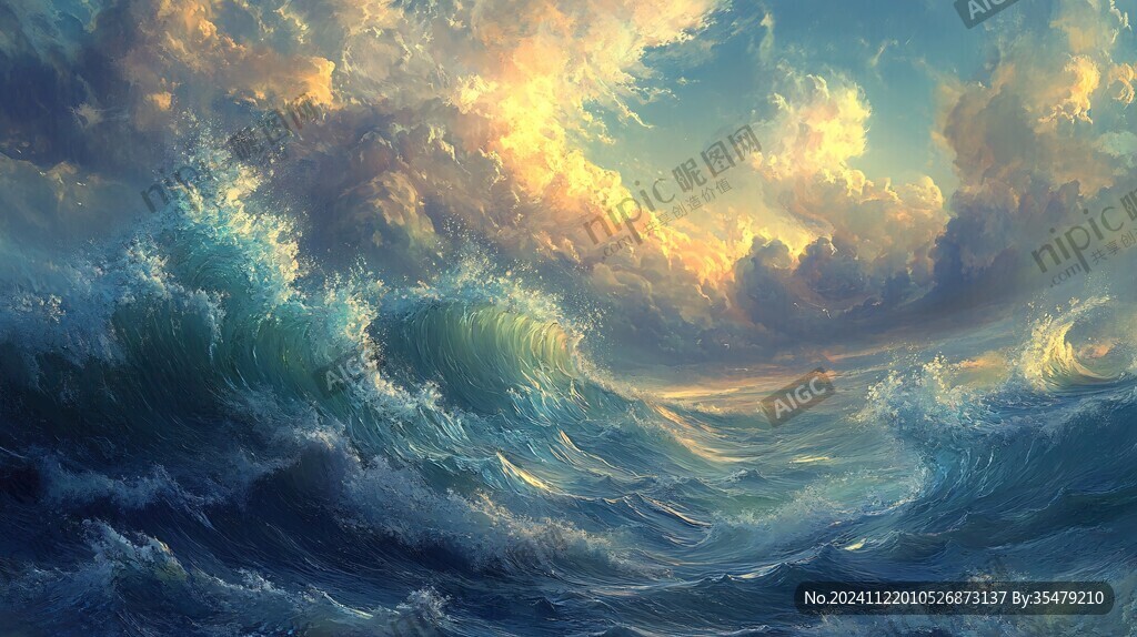 大海高清油畫